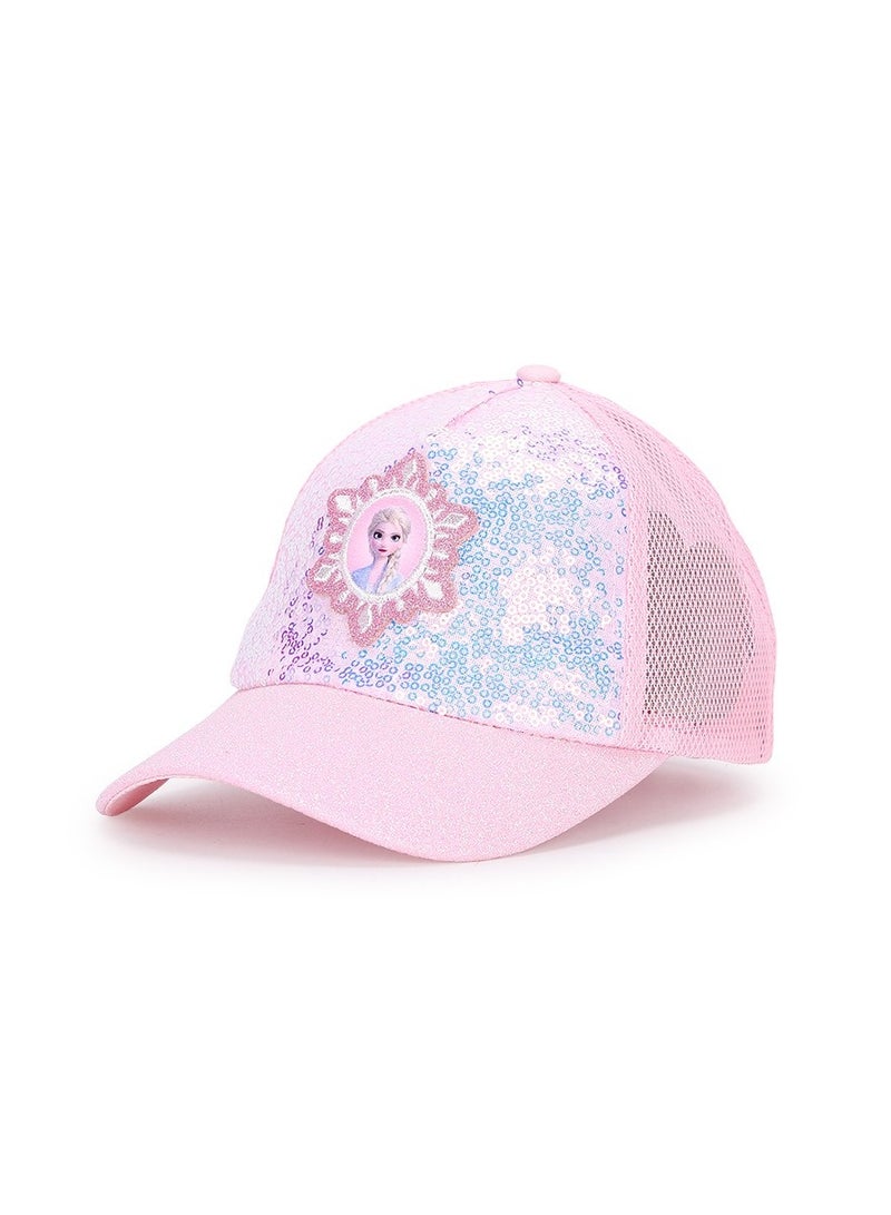 KUYING Ice and Snow Adventure Children's Baseball Hat Girl's Duck Tongue Hat Summer Thin Mesh Sunshade and Sunscreen Braid 