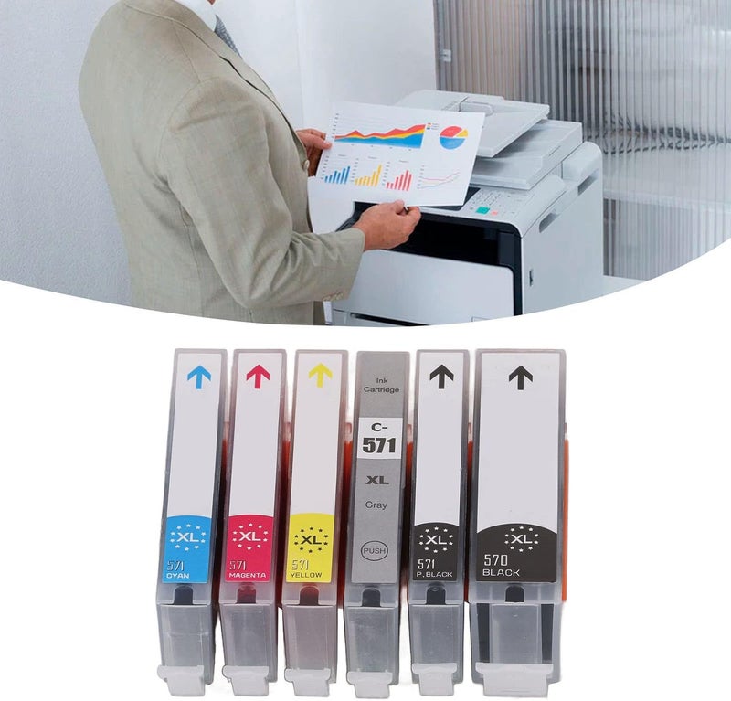 Ink Cartridge Combo Set, High Page Capacity Black and Color Ink Cartridges for Printers, Colorfast Printing with Large Capacity, Replacement Ink Cartridge for MG and TS Serie (BK BK C M Y GY 6 - Image 2