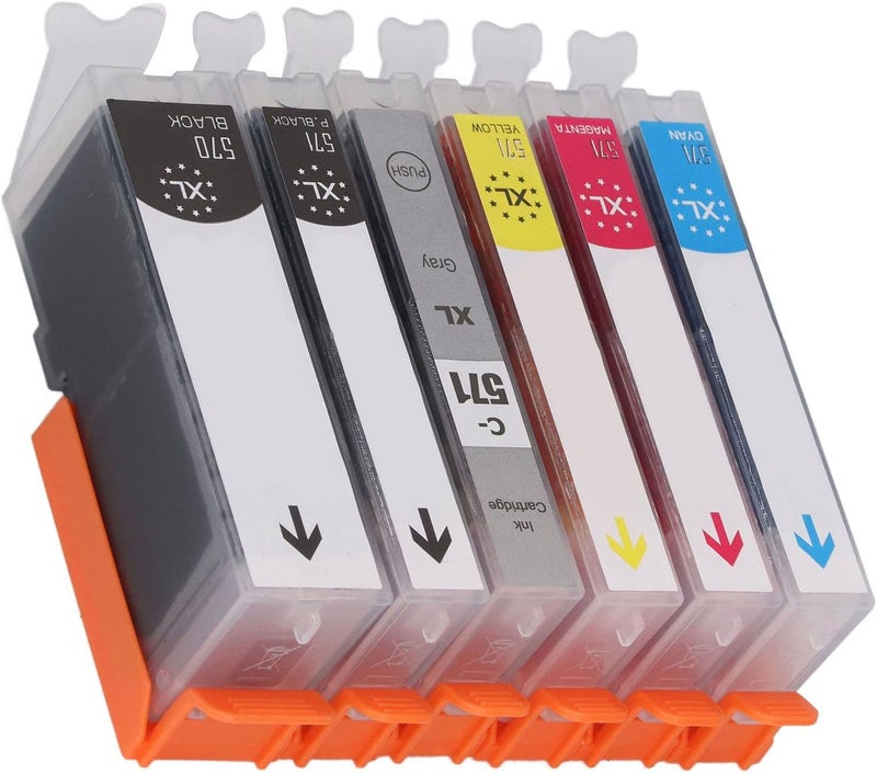 Ink Cartridge Combo Set, High Page Capacity Black and Color Ink Cartridges for Printers, Colorfast Printing with Large Capacity, Replacement Ink Cartridge for MG and TS Serie (BK BK C M Y GY 6 - Image 3