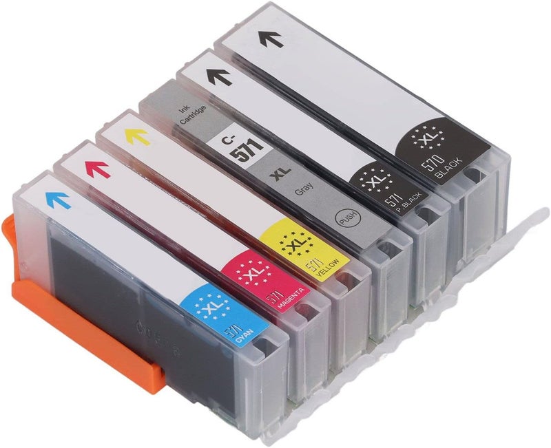 Ink Cartridge Combo Set, High Page Capacity Black and Color Ink Cartridges for Printers, Colorfast Printing with Large Capacity, Replacement Ink Cartridge for MG and TS Serie (BK BK C M Y GY 6 - Image 1