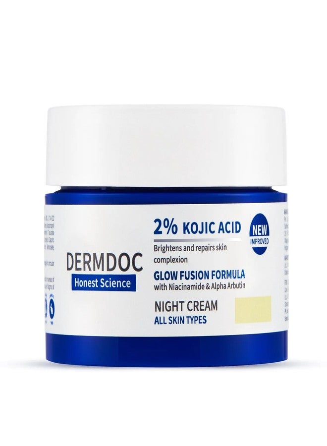 DERMDOC 2% Kojic Acid Glow Fusion Formula Night Cream with Niacinamide & Alpha Arbutin for Skin Brightening (80 gm) | Face Cream I Night Cream I Kojic Acid Brightening Cream I Glowing Skin - Image 2