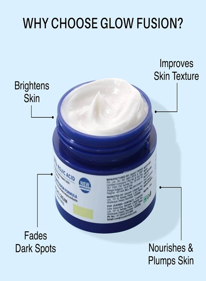 DERMDOC 2% Kojic Acid Glow Fusion Formula Night Cream with Niacinamide & Alpha Arbutin for Skin Brightening (80 gm) | Face Cream I Night Cream I Kojic Acid Brightening Cream I Glowing Skin - Image 5