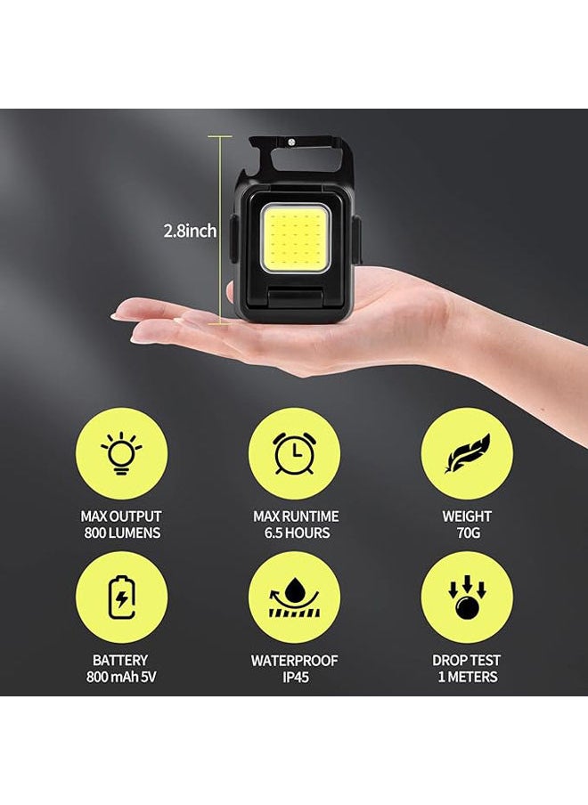 Generic - ARcNet COB Small Flashlights, 800Lumens Bright Rechargeable Keychain Mini Flashlight 3 Modes Portable Pocket Light with Folding Bracket Bottle Opener for Fishing, Walking and Camping - Image 1