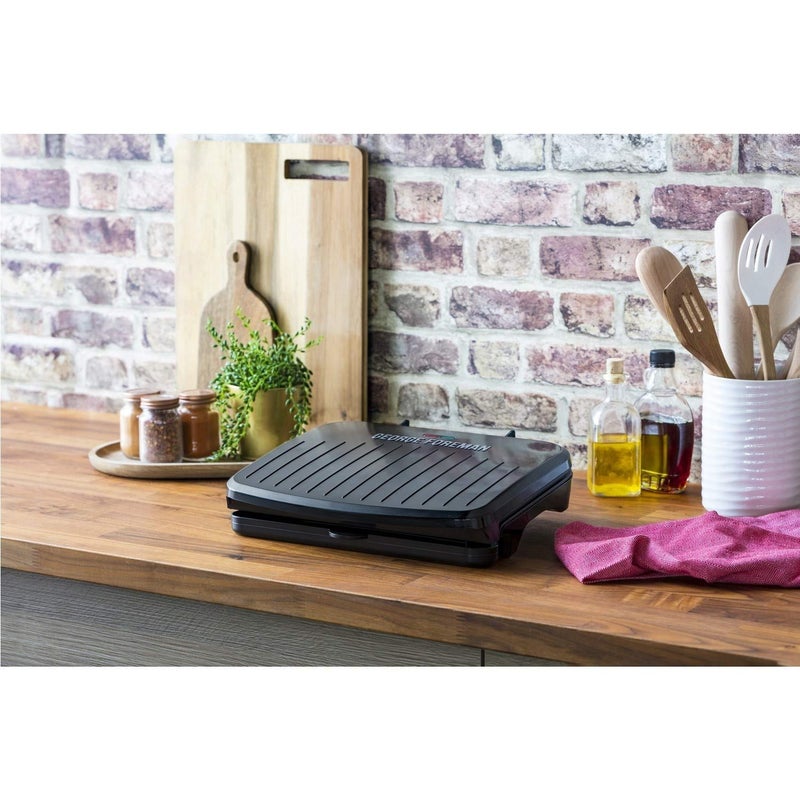 George Foreman George Foreman Medium Electric Fit 1630W Grill Toaster Sandwich Maker Non stick Healthy Griddle Panini Steaks Burgers BBQ Energy saving Vertical storage Easy clean Drip tray Black 25810  - Image 5