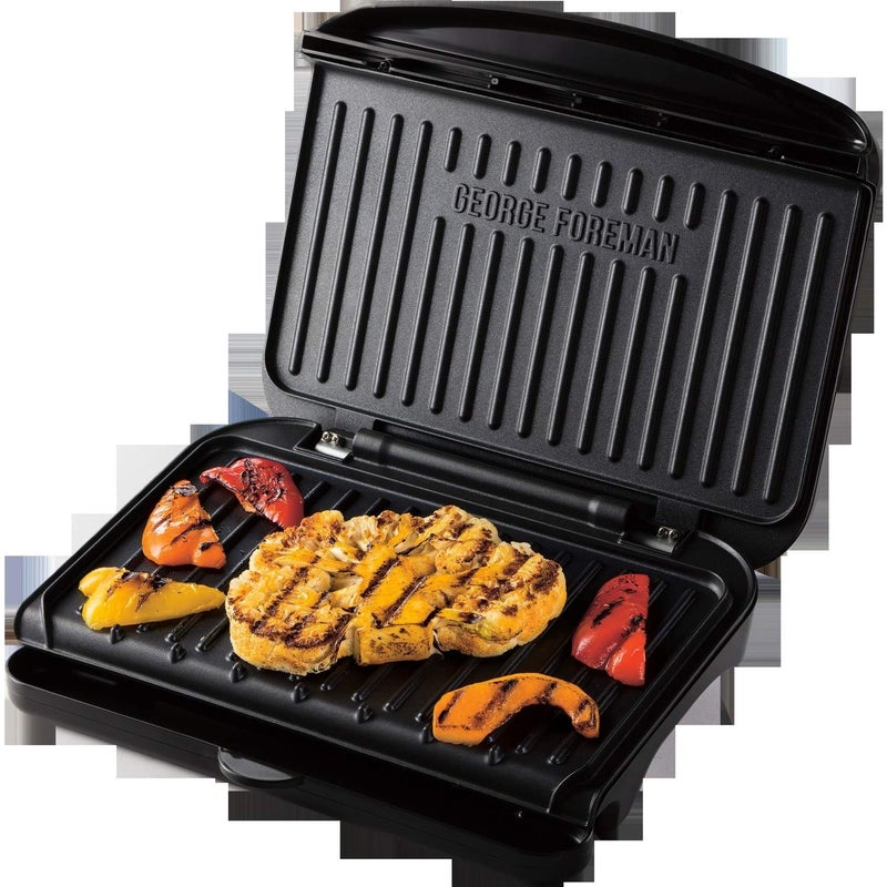 George Foreman George Foreman Medium Electric Fit 1630W Grill Toaster Sandwich Maker Non stick Healthy Griddle Panini Steaks Burgers BBQ Energy saving Vertical storage Easy clean Drip tray Black 25810  - Image 2