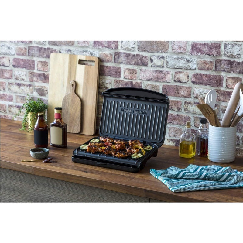 George Foreman George Foreman Medium Electric Fit 1630W Grill Toaster Sandwich Maker Non stick Healthy Griddle Panini Steaks Burgers BBQ Energy saving Vertical storage Easy clean Drip tray Black 25810  - Image 3