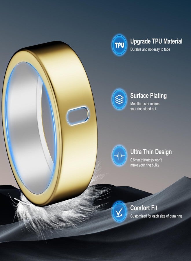Snyeest Cover Compatible for Oura Ring Gen 4/Gen 3 Horizon/Gen 3 Heritage,(NOT Compatible with Oura Ring 4-Ceramic), Charging Directly,Rugged TPU Finger Protector for Workout Women Men-Gold+Gold-Size 9 - Image 4