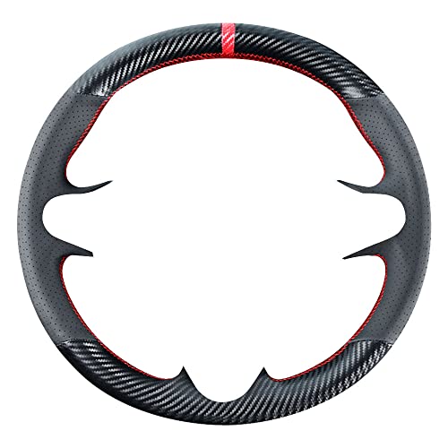 Kivnto DIY Stitching Carbon Fiber Steering Wheel Cover for Honda Civic 8th Generation 2006 2007 2008 2009 2010 2011 3 Spokes 13.5-14.5 inches Leather Interior Accessories - Image 1