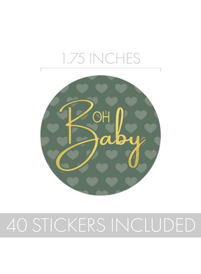 دسكتيكتفز ملصقات حفلات استقبال المولود باللونين الأخضر والذهبي، ملصقات هدايا دائرية مقاس 1.75 بوصة - 40 قطعة - Image 3