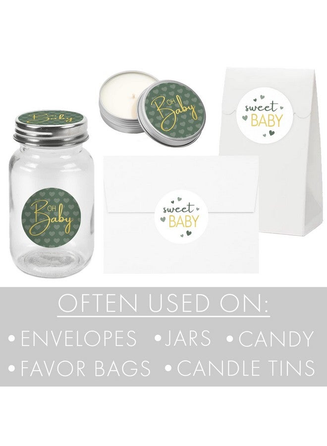 دسكتيكتفز ملصقات حفلات استقبال المولود باللونين الأخضر والذهبي، ملصقات هدايا دائرية مقاس 1.75 بوصة - 40 قطعة - Image 4