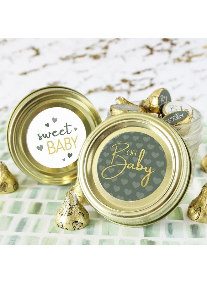 دسكتيكتفز ملصقات حفلات استقبال المولود باللونين الأخضر والذهبي، ملصقات هدايا دائرية مقاس 1.75 بوصة - 40 قطعة - Image 5
