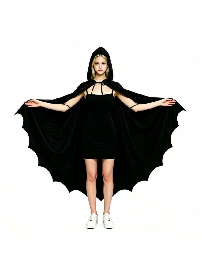 Black Cape - Halloween Hooded Cloak Cape - Cosplay Costume, Medieval Cape, Adult Magic Robe, Party Fancy Dress, Performance Prop - Image 5