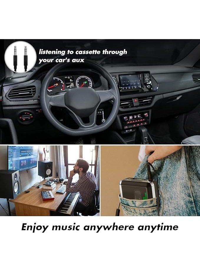 محول شريط الكاسيت USB إلى تنسيق ام بي 3، مشغل شريط الكاسيت محمول للتحويل الرقمي مزود بسماعات أذن مع خاصية الترجيع تلقائية ولا يحتاج إلى كمبيوتر من ميرسوكو - Image 2