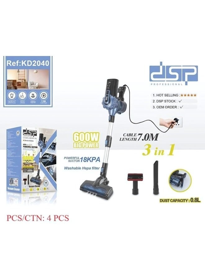 DSP 3-in-1 corded vacuum cleaner – 600W, featuring a smart design with LED lighting to reveal even the finest dust in dark corners. - Image 3