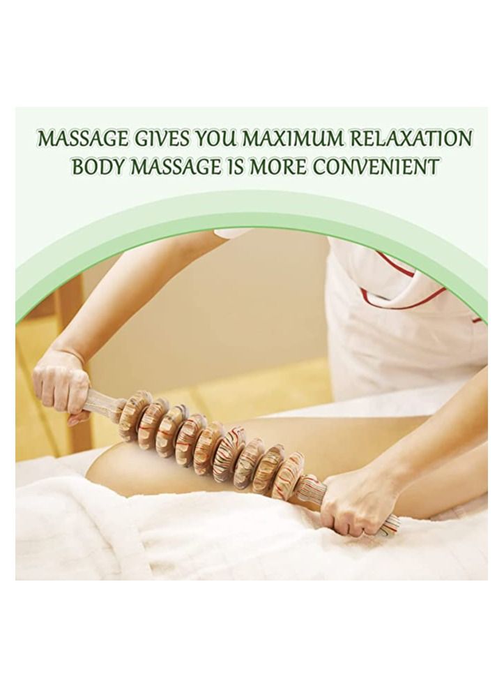 Wooden Massager Handheld Roller Trigger Point Massager Stick for Fascia, Cellulite, Muscle & Abdomen , Body Therapy Massager, Muscle Belly Relief Tool - Image 1