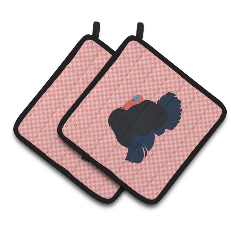 Caroline's Treasures ""Caroline's Treasures Norfolk Black Turkey Pink Check Decorated Pot Holder  7.5"""" x 7.5"""""" 