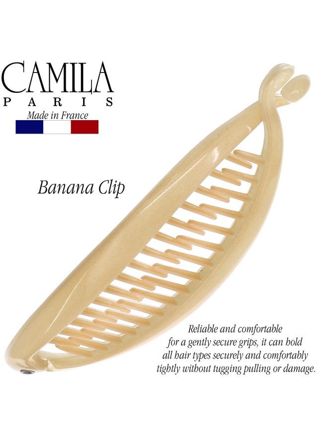 كاميلا مشط شعر كاميلا باريس CP3133 بطول 4.5 بوصة على شكل موزة فرنسية، حامل ذيل حصان مرن، تسريحة شعر كلاسيكية للبنات، أمشاط متشابكة على شكل موزة، إكسسوارات شعر أنيقة ومتينة ومصممة خصيصًا للنساء، صنع في فرنسا - Image 2