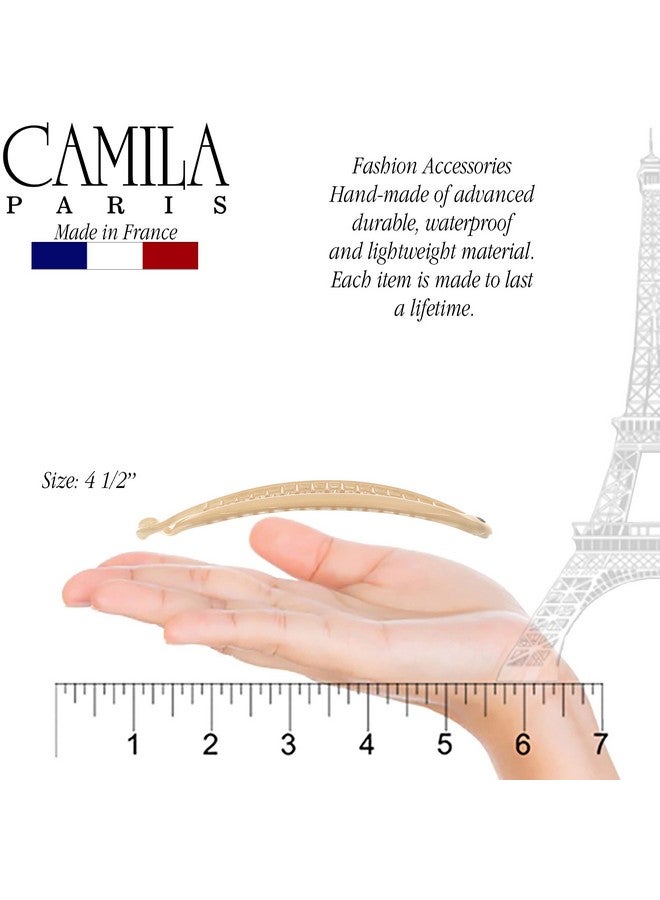 كاميلا مشط شعر كاميلا باريس CP3133 بطول 4.5 بوصة على شكل موزة فرنسية، حامل ذيل حصان مرن، تسريحة شعر كلاسيكية للبنات، أمشاط متشابكة على شكل موزة، إكسسوارات شعر أنيقة ومتينة ومصممة خصيصًا للنساء، صنع في فرنسا - Image 3