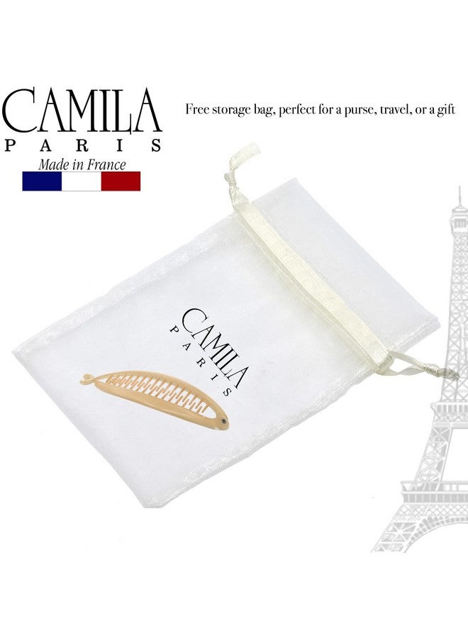 كاميلا مشط شعر كاميلا باريس CP3133 بطول 4.5 بوصة على شكل موزة فرنسية، حامل ذيل حصان مرن، تسريحة شعر كلاسيكية للبنات، أمشاط متشابكة على شكل موزة، إكسسوارات شعر أنيقة ومتينة ومصممة خصيصًا للنساء، صنع في فرنسا - Image 5