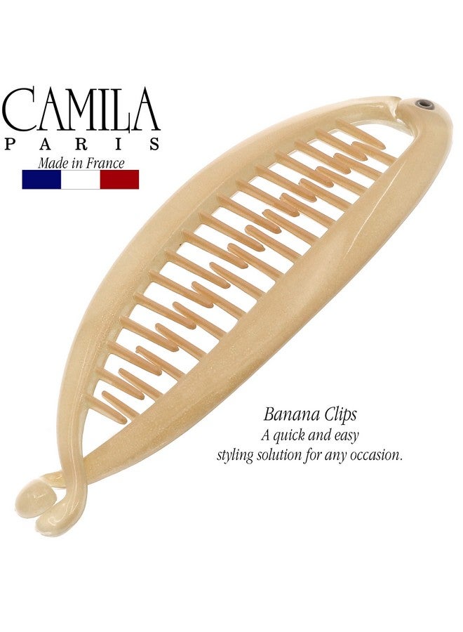 كاميلا مشط شعر كاميلا باريس CP3133 بطول 4.5 بوصة على شكل موزة فرنسية، حامل ذيل حصان مرن، تسريحة شعر كلاسيكية للبنات، أمشاط متشابكة على شكل موزة، إكسسوارات شعر أنيقة ومتينة ومصممة خصيصًا للنساء، صنع في فرنسا - Image 4