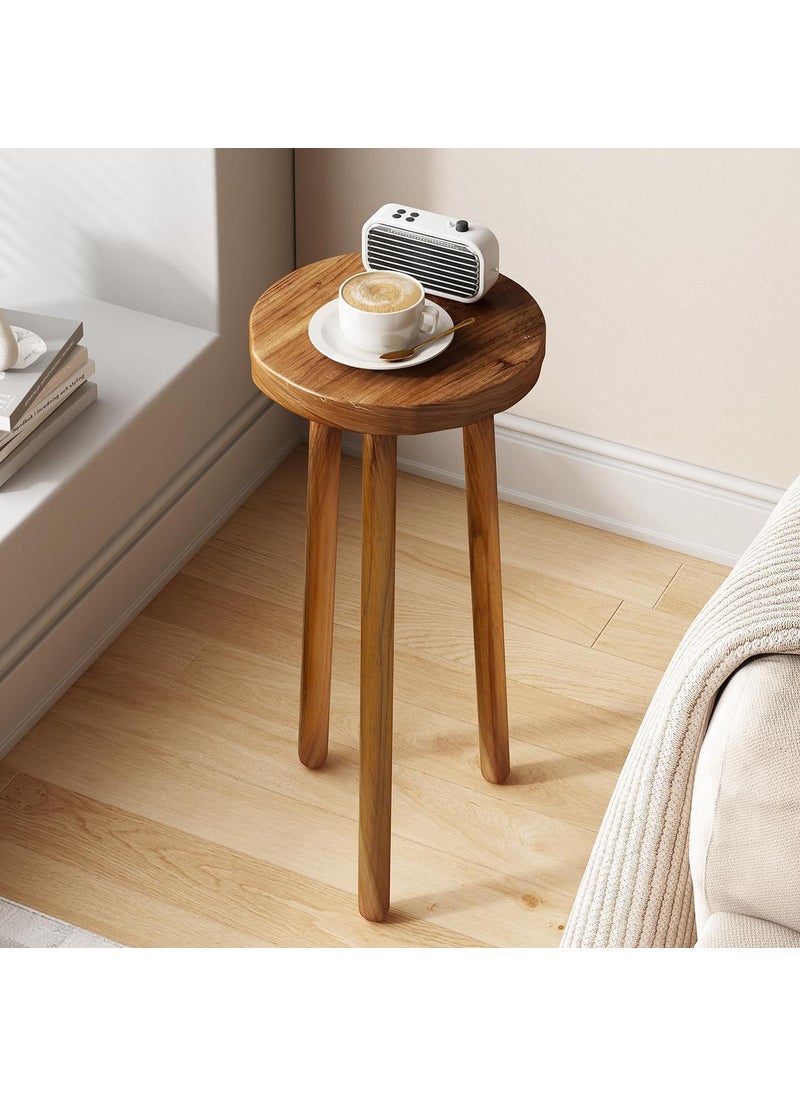 Craftsline Craftsline 118 Round 24 Tall Wood Plant Stand Teak Wood Accent Stool Accent Table Side Table  - Image 1