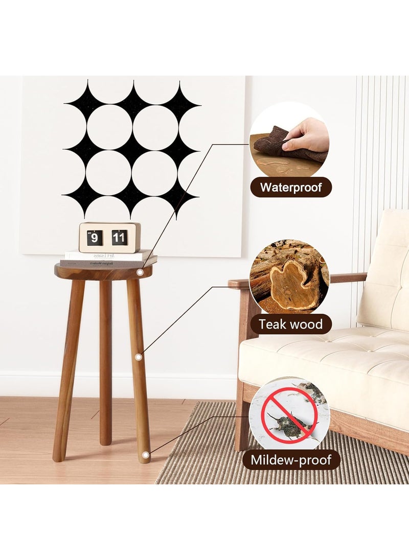 Craftsline Craftsline 118 Round 24 Tall Wood Plant Stand Teak Wood Accent Stool Accent Table Side Table  - Image 3