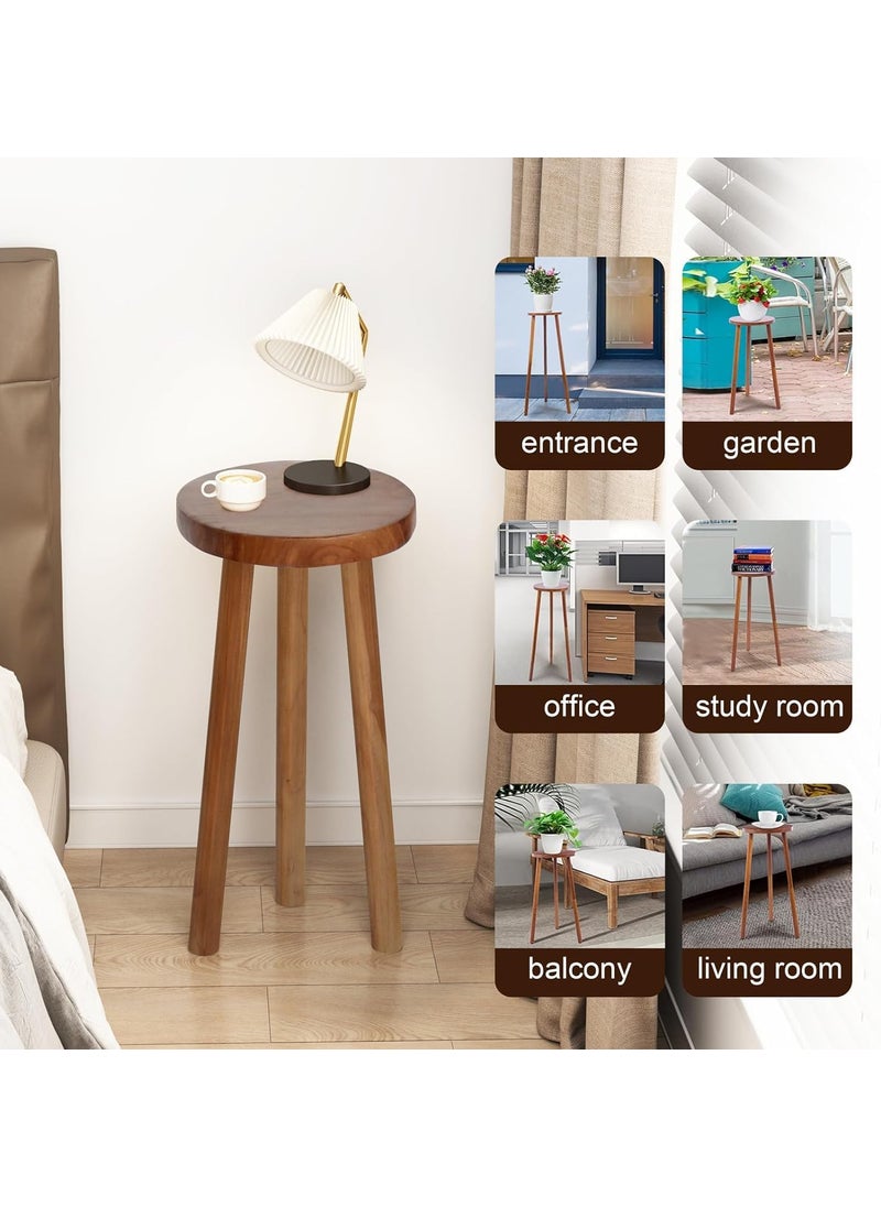 Craftsline Craftsline 118 Round 24 Tall Wood Plant Stand Teak Wood Accent Stool Accent Table Side Table  - Image 5