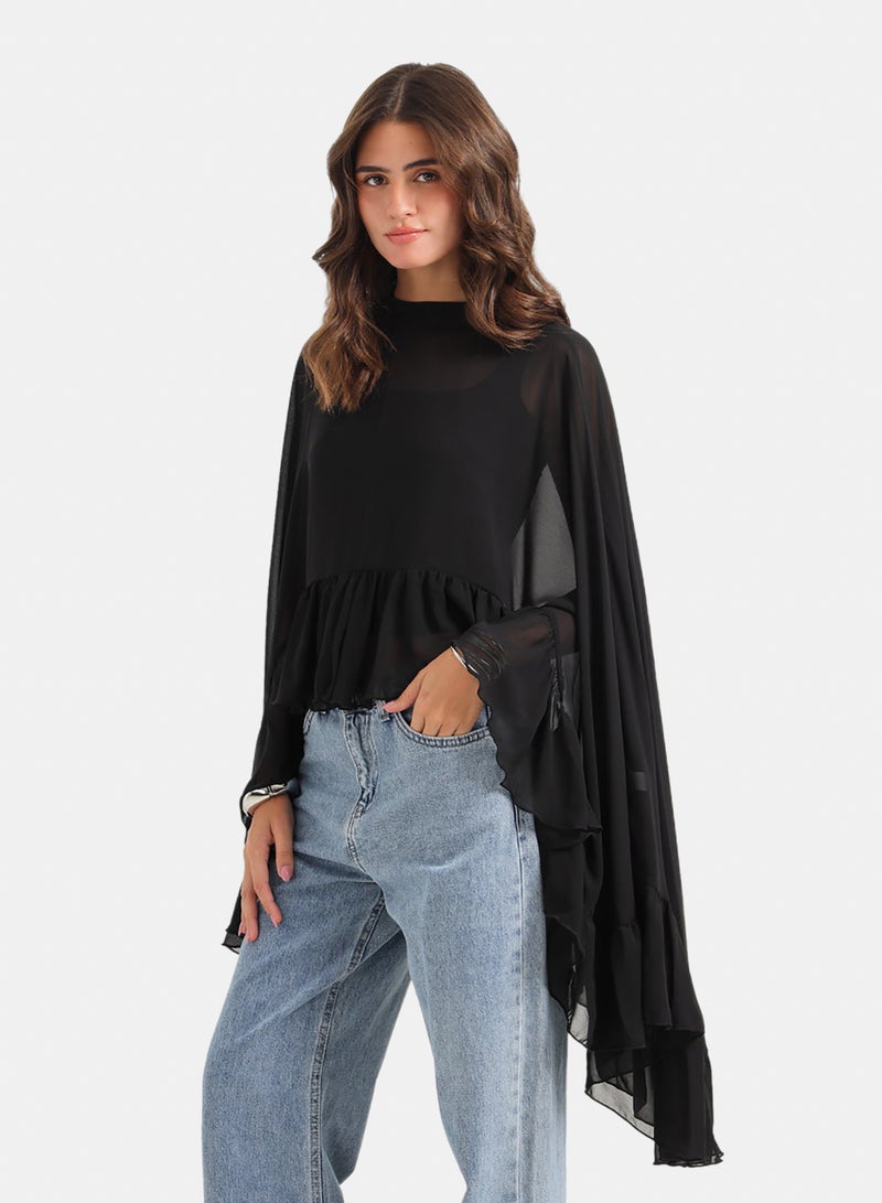 Carina Ruffle Detail Cape Poncho - Image 3