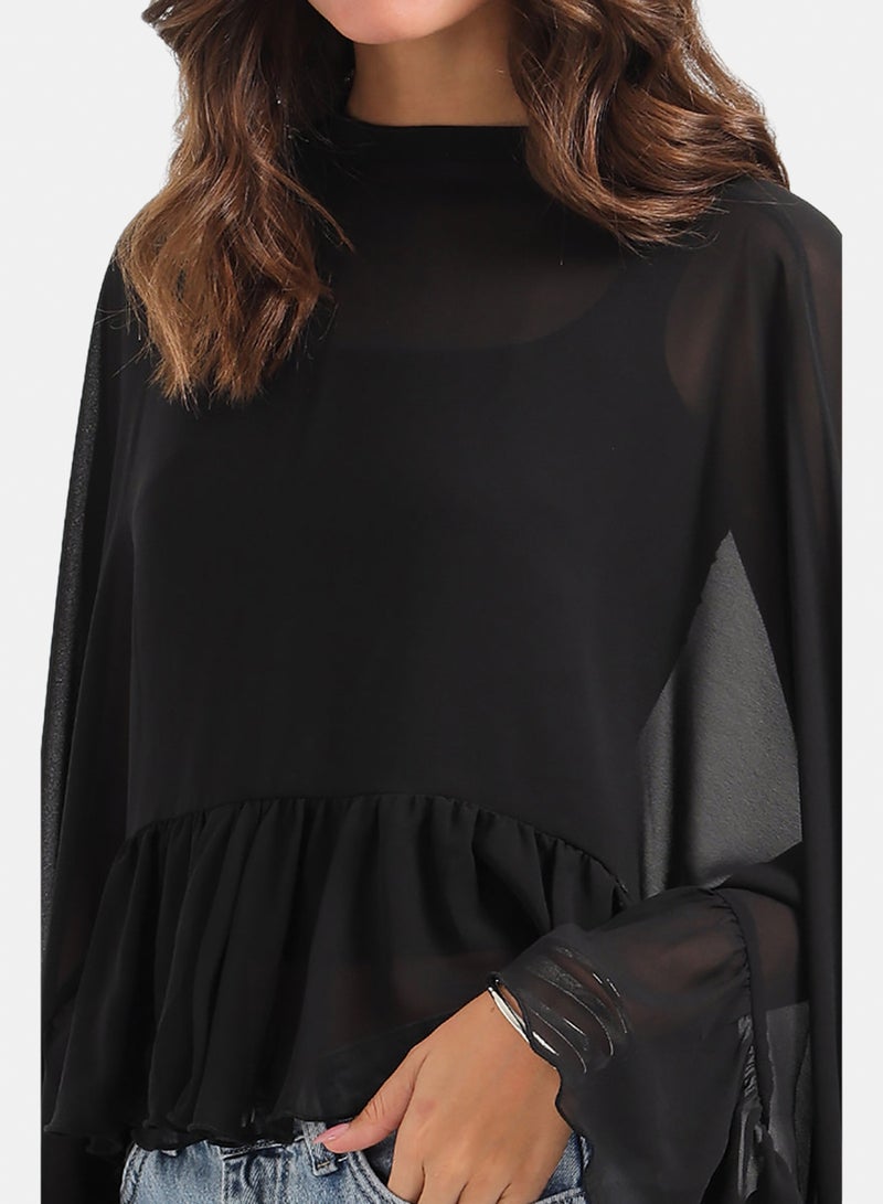 Carina Ruffle Detail Cape Poncho - Image 5