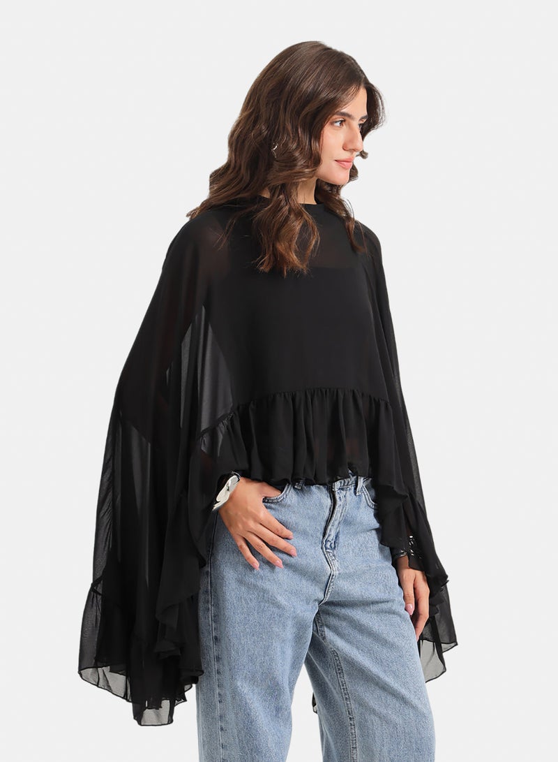 Carina Ruffle Detail Cape Poncho - Image 2