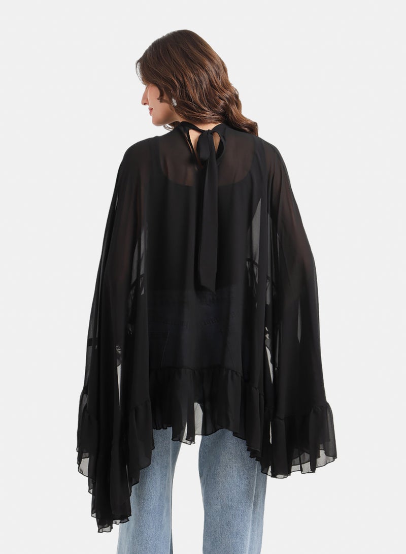 Carina Ruffle Detail Cape Poncho - Image 4