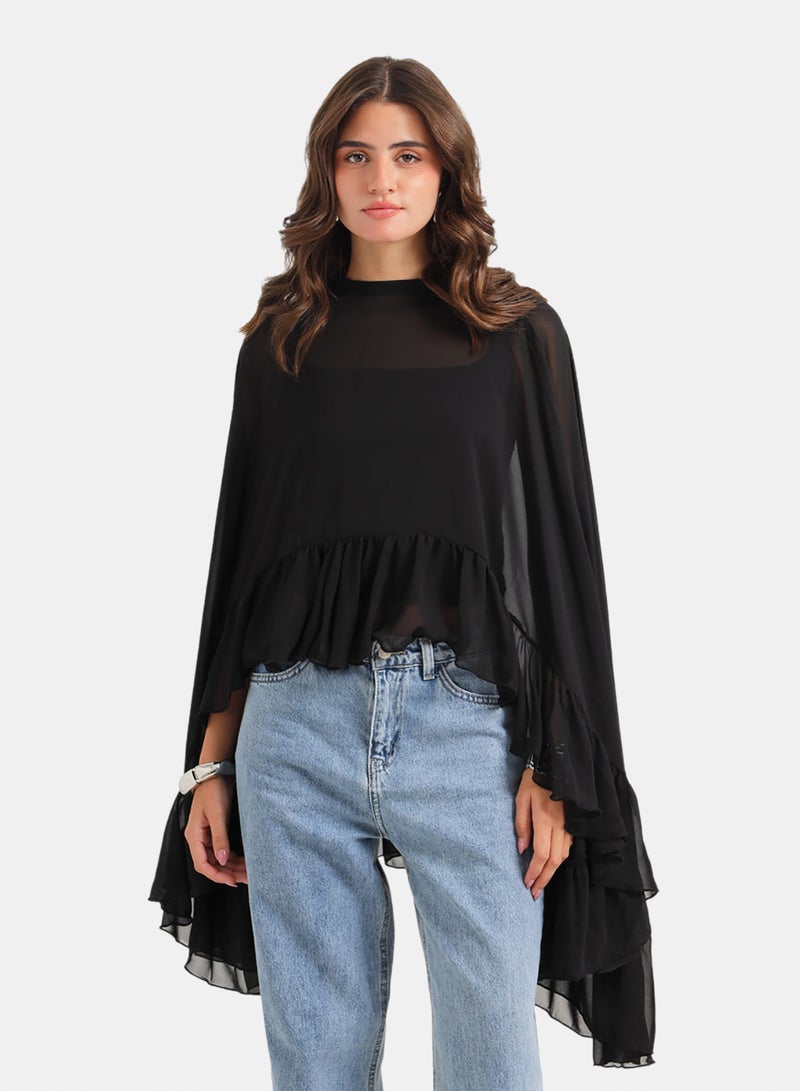 Carina Ruffle Detail Cape Poncho - Image 1