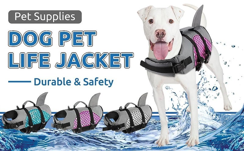 Dog Life Vest Ripstop with Reflective Stripes & Handle (M, Pink)