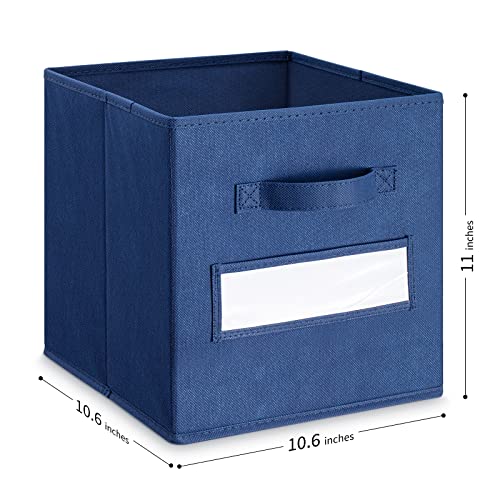 artsdi 11 Inch Storage Cube,Storage bin (Set of 10) Foldable Fabric Cube Storage Bins with 10 Labels Window Cards & a Pen,Baskets Containers for Shelves,Closet Organizers Box,cube storage,Navy Blue - Image 3