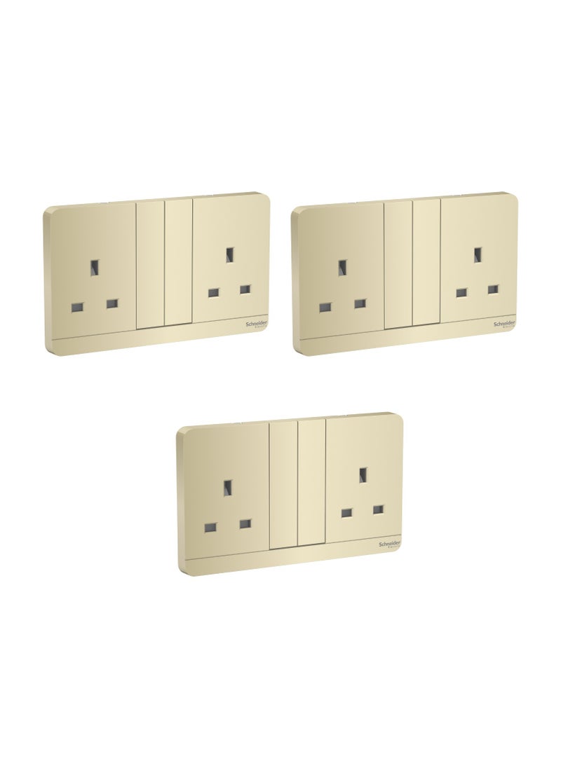 Schneider Electric Schneider Electric E83T25_WG_G12 AvatarOn Gold - Double switched socket - 13 A - 230 V - 1 gang -Gold - Pack of 3 