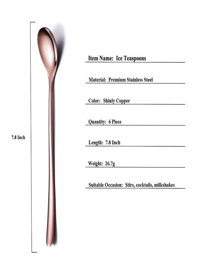 HOMQUEN Premium Rose Gold Set of 6 Stainless Steel Long Handle Stirrers and Spoons for Coffee, Ice Tea, Ice Cream, Cocktails - Image 2