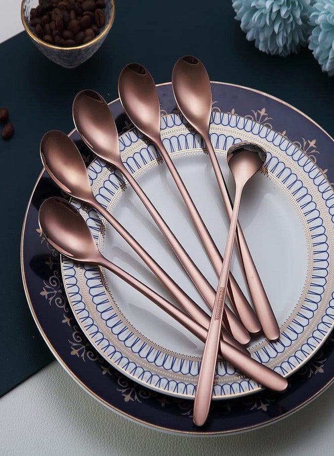 HOMQUEN Premium Rose Gold Set of 6 Stainless Steel Long Handle Stirrers and Spoons for Coffee, Ice Tea, Ice Cream, Cocktails - Image 3