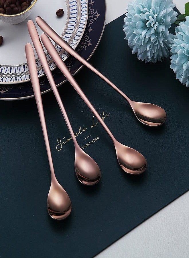 HOMQUEN Premium Rose Gold Set of 6 Stainless Steel Long Handle Stirrers and Spoons for Coffee, Ice Tea, Ice Cream, Cocktails - Image 4