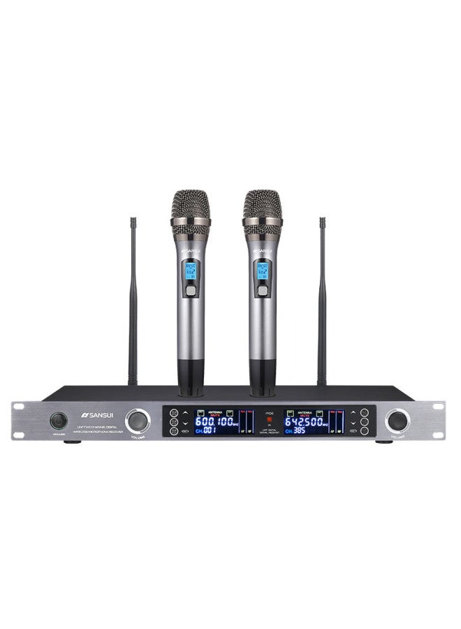 Sansui H2s Handheld Dual Wireless Microphone System, Professional Conference Speech Microphone, 100-meter Transmission, For Stage Singing, Home Use, Hosting, Training, Broadcasting, Weddings, Ktv - Image 5