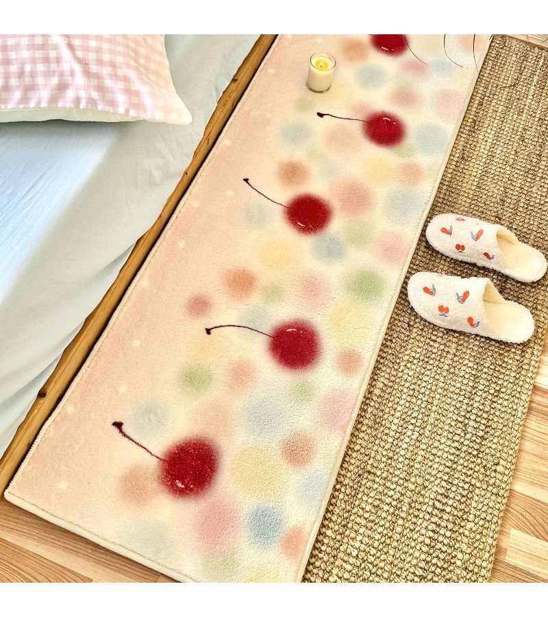 Pink Plush Bedside Rug 90x60cm For Bedroom Bay Window Washable Non Slip TPR Backing Soft Bathroom Runner Compact Small Space - Image 1