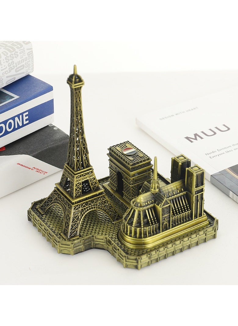 Generic Metal Eiffel Tower Parisian Architectural Set Iconic French Landmark Replica Notre Dame Arc de Triomphe Souvenir Gift Home Decor  - Image 1