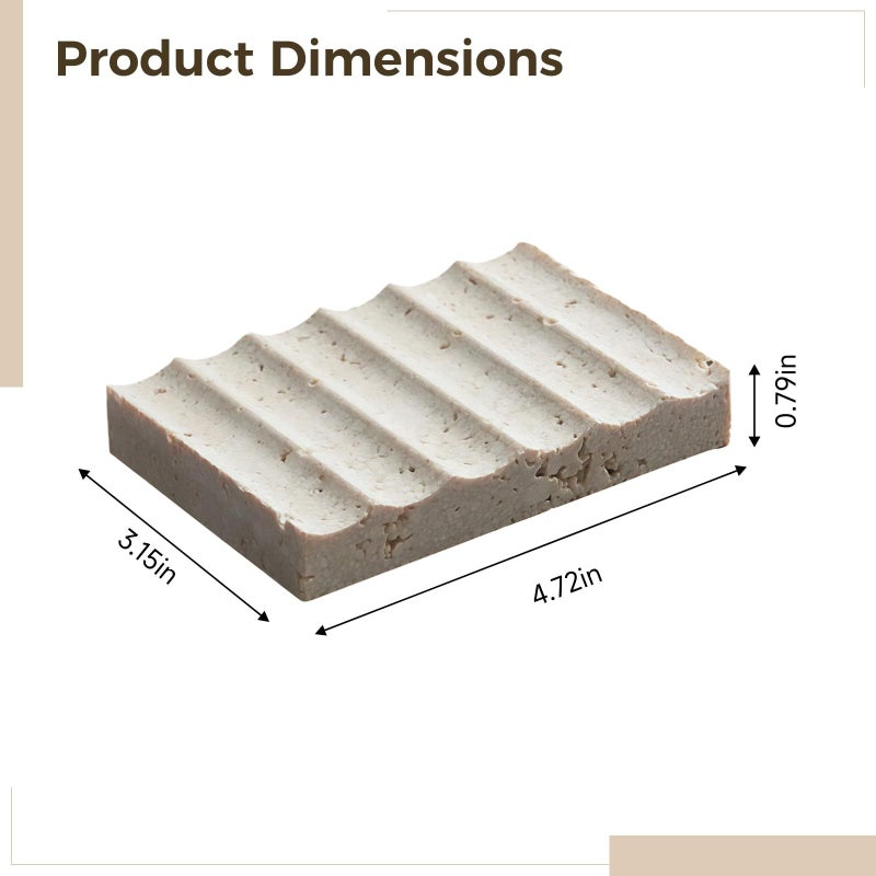 Vintage Grey Natural Stone Soap Dish Wave Texture Non Skid Easy to Clean Soap Holder - Image 4