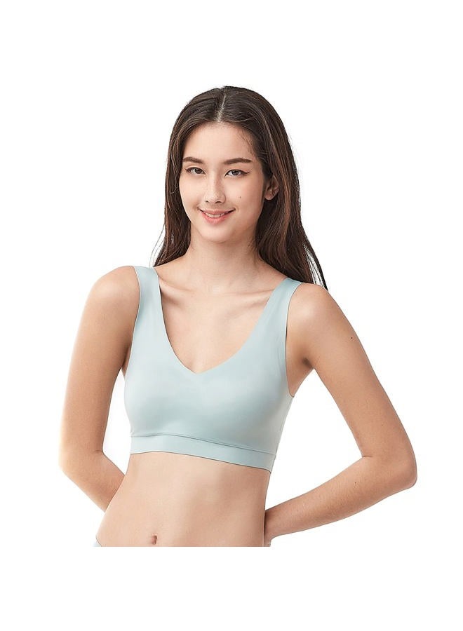 Floatley Cozy Bra Comfort Wirefree Full Coverage Seamless Bra with Embedded Pad for Women, Aqua Gray, L - Image 1