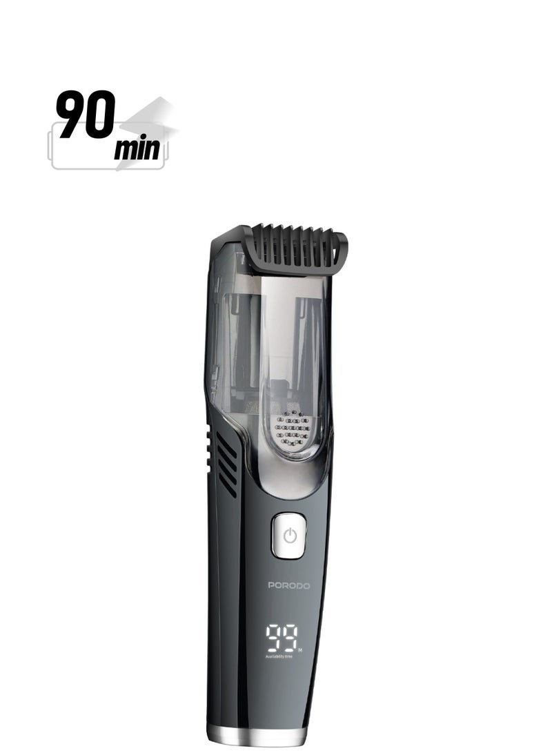 porodo Air Suction Trimmer 1400mAh / Trimming Without the Mess / Beard and Body Trimmer / Easy to Clean / Effortless Shaving - Black - Image 1