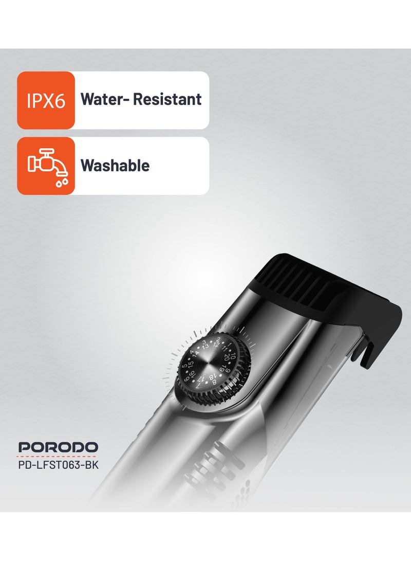 porodo Air Suction Trimmer 1400mAh / Trimming Without the Mess / Beard and Body Trimmer / Easy to Clean / Effortless Shaving - Black - Image 4