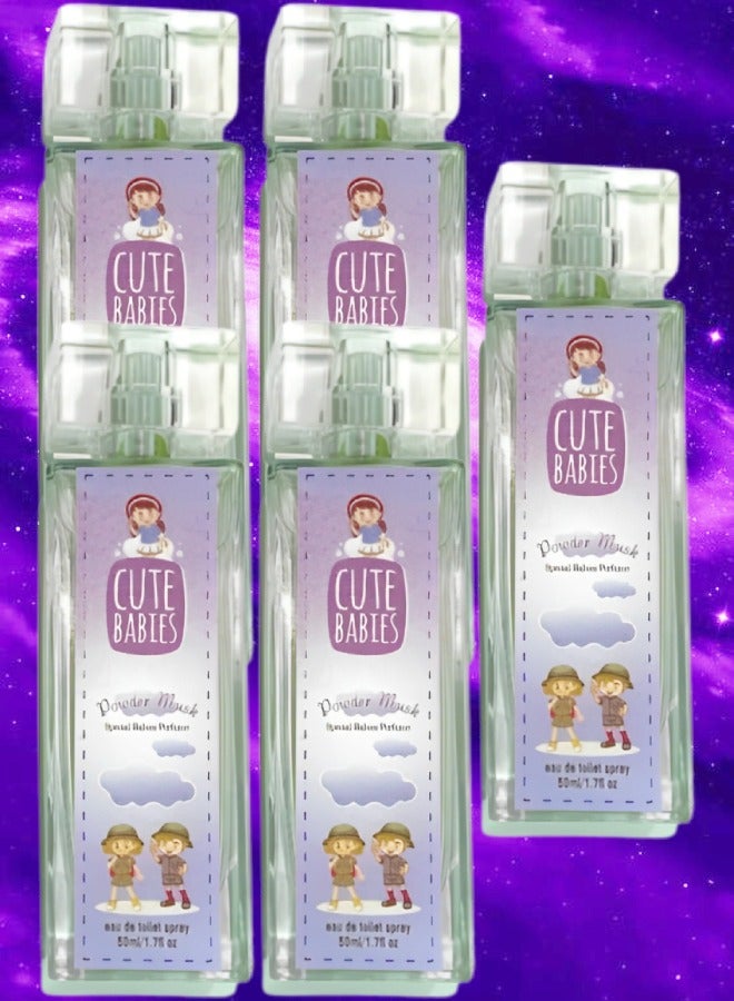 Cute 5 Pieces Babies Powder Musk Perfume 50ml EDT - Image 1