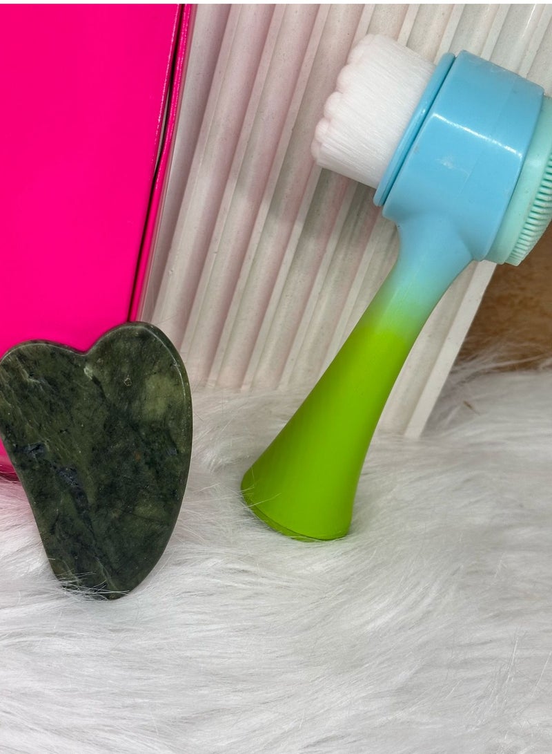 maya accessories face care set one peice of gua sha + Multifunctional Facial Cleansing Brush Cleansing Skin Care Brush Body Cleansing Brush Electric Facial Brush Facial Cleaning Brush Scrubber Makeup Remover Brush Man The Face - Image 1