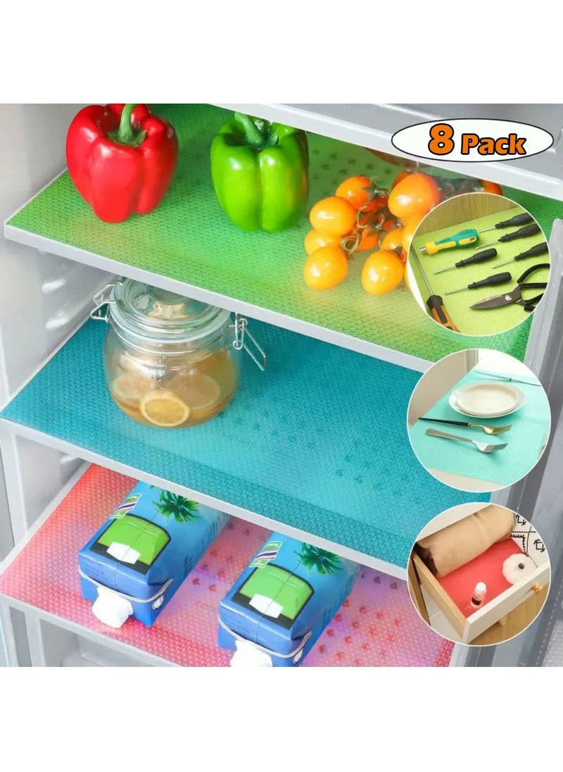 MODERN HOME 8 Pieces Refrigerator Liners for Shelves, Washable Refrigerator Mats, Kitchen Cover Pads for Shelves, Cupboard, Freezer, Table Mat And Cabinet  - Image 1