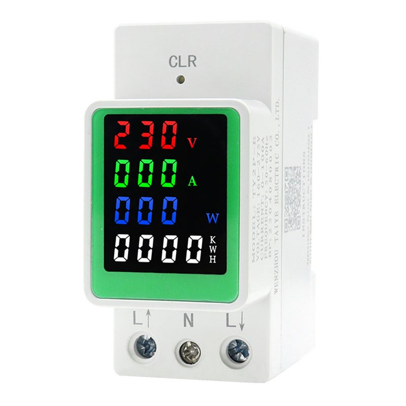 Household Electricity Meter Intelligent Electric Meter Guide Rail Installation AC Voltage Current Power Frequency Electric Energy Power Factor LED Color Screen - Image 1