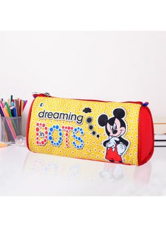 Kuber Industries Kuber Industries Pencil Pouch | Multi-Purpose Travel Pouch | Kids Stationary Pencil Case | Pencil Utility School Pouches | Geometry Box | Disney Mickey Dots | Large | Yellow  - Image 1